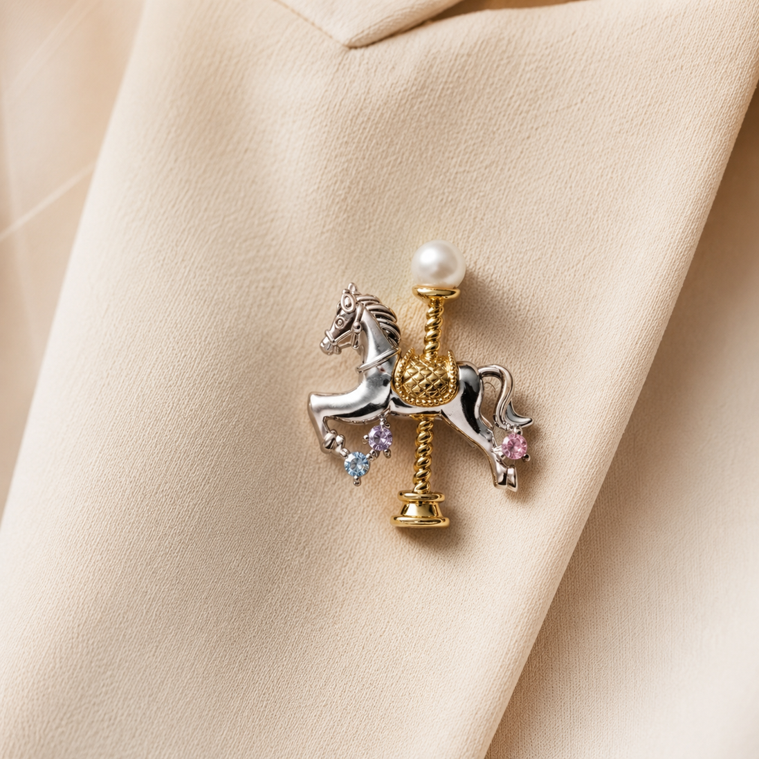 Carousel Whimsy Natural Pearl Pendant