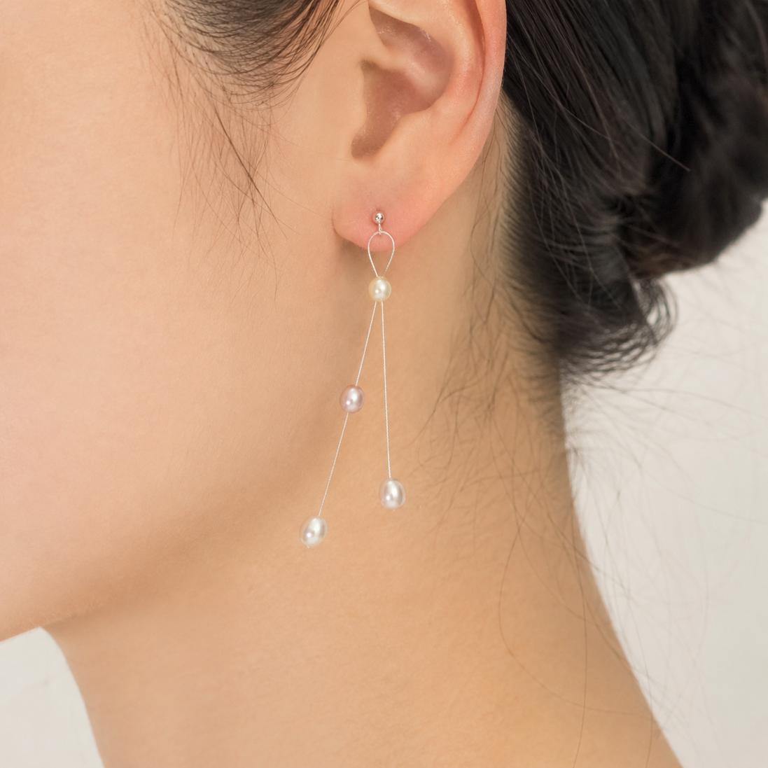 Lyra Floating Natural Pearl Drop Earrings
