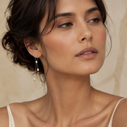 Lyra Floating Natural Pearl Drop Earrings