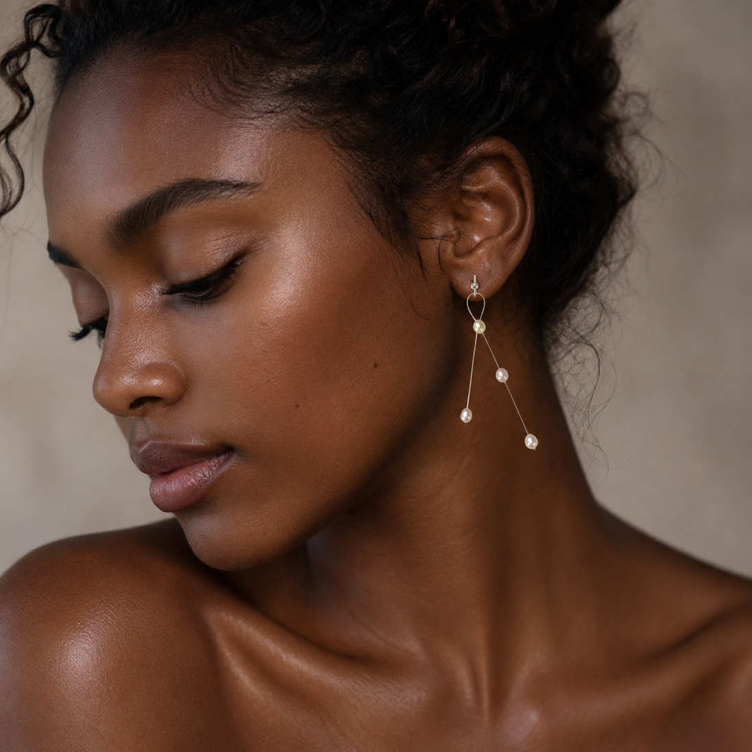 Lyra Floating Natural Pearl Drop Earrings