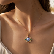 Vintage Medallion Natural Pearl Amulet Necklace