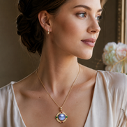 Vintage Medallion Natural Pearl Amulet Necklace
