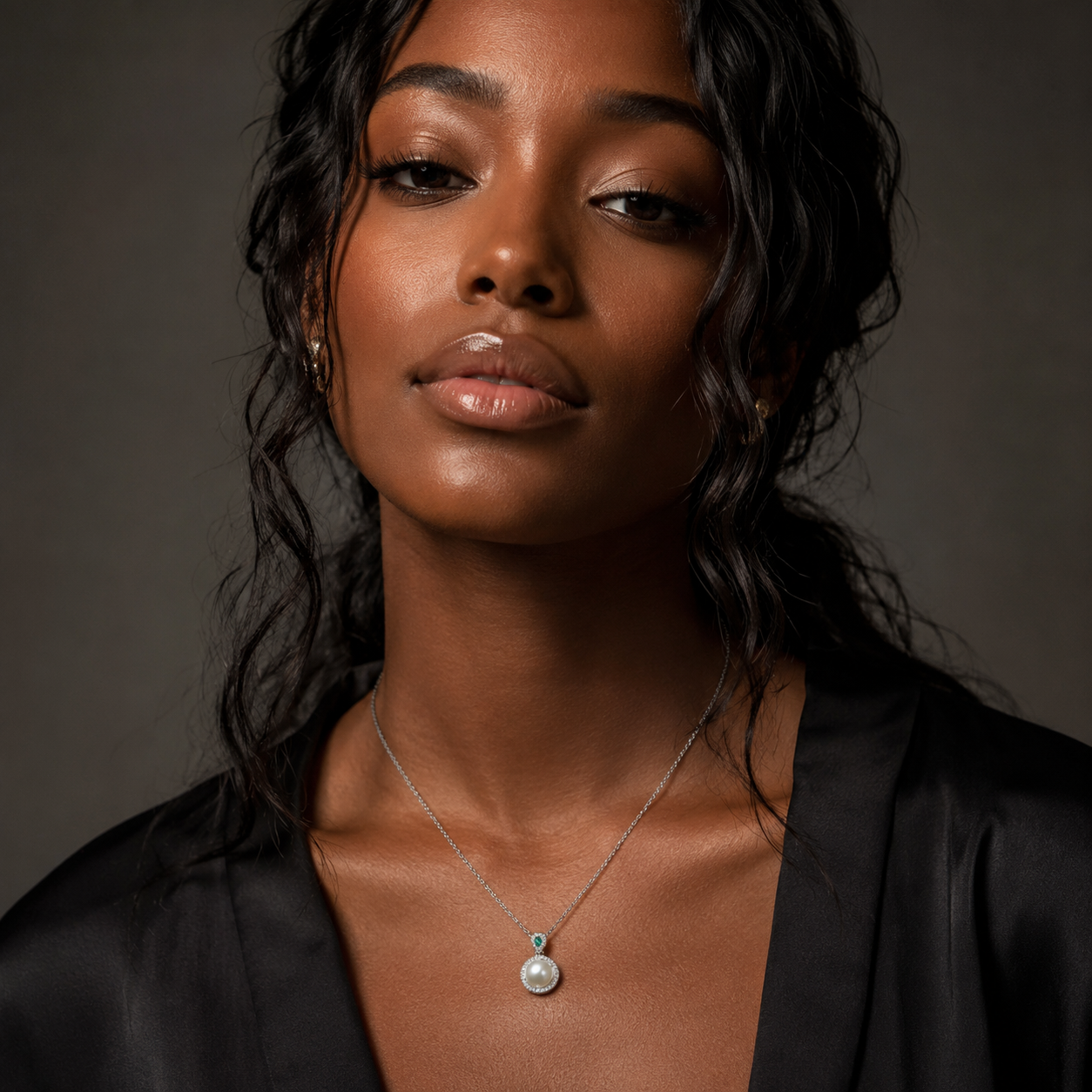 Empress Vintage Natural Pearl Halo Pendant Necklace
