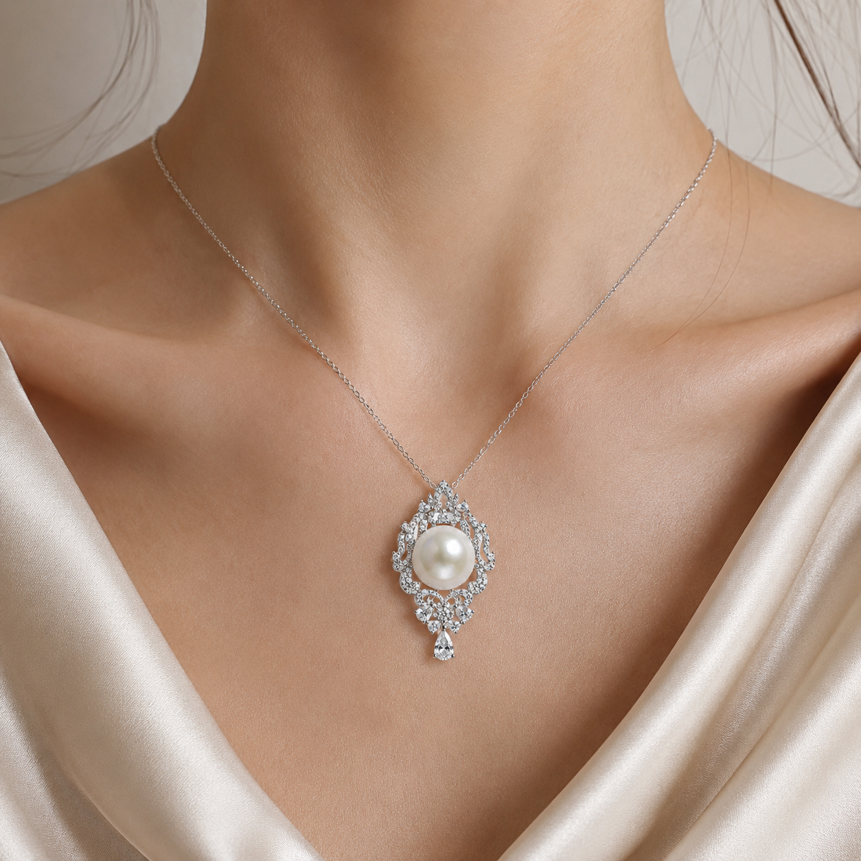 Victoria Vintage Natural Pearl Royal Pendant Necklace