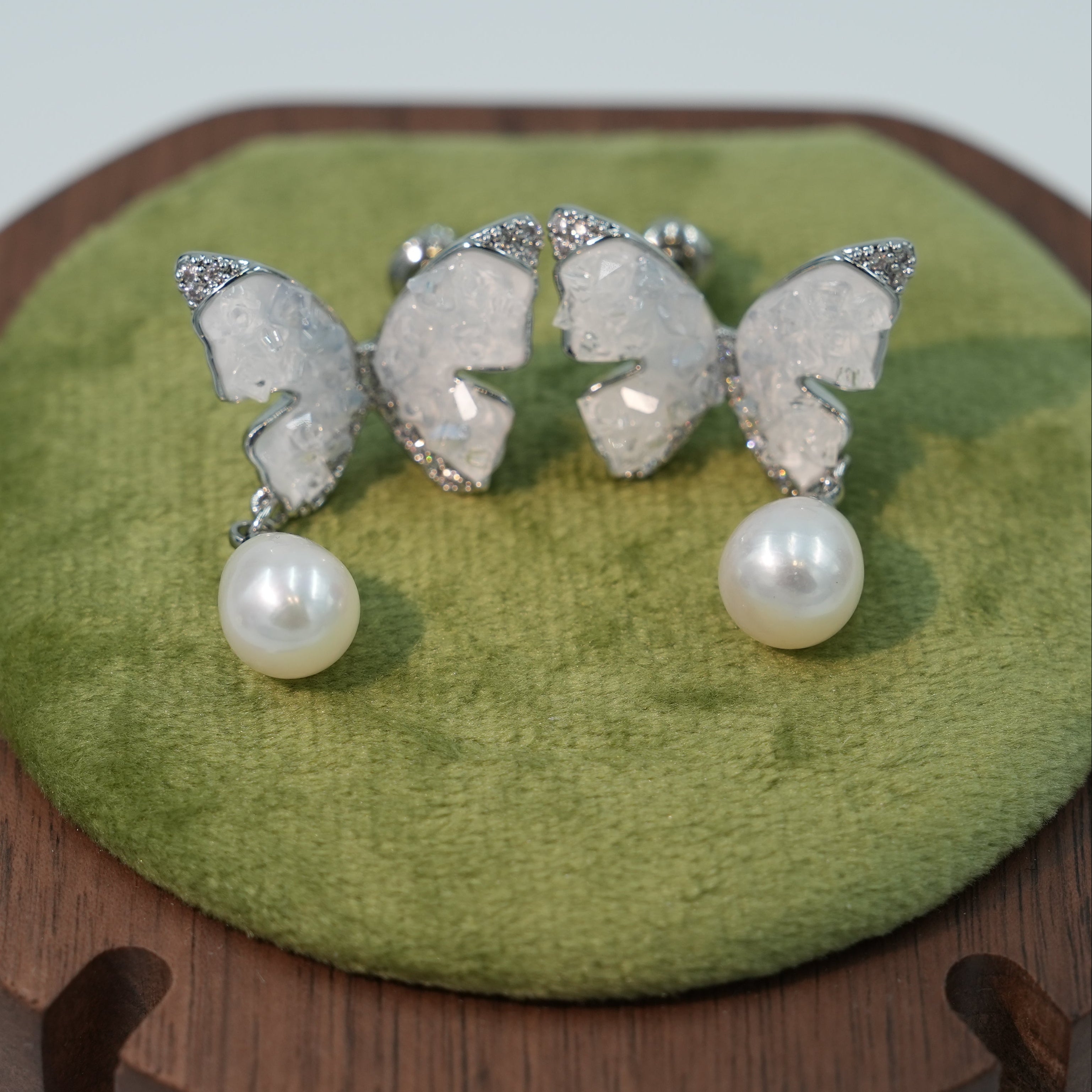 Fairy Wing Pearl Butterfly Earrings