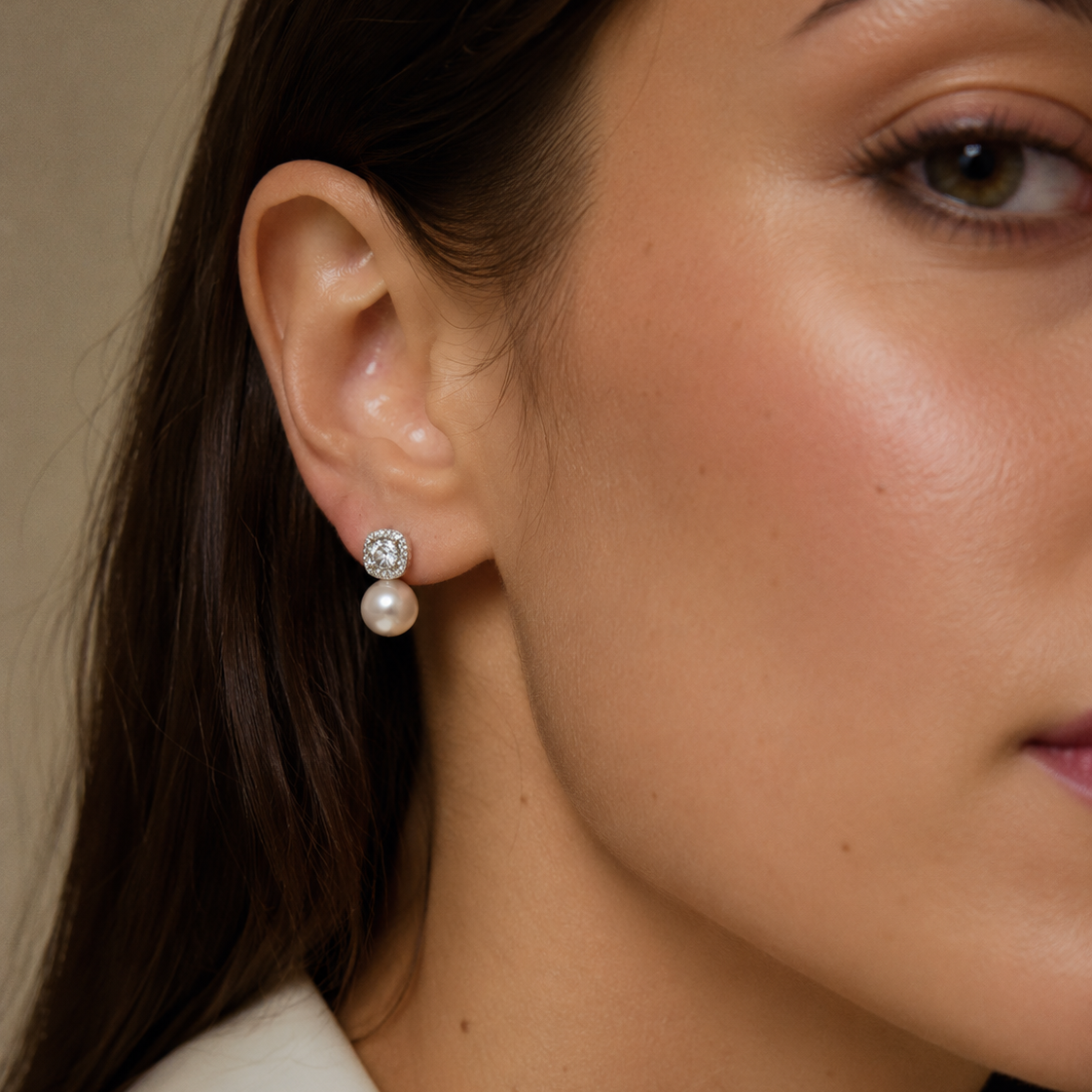 Vintage Halo Pearl Drop Earrings