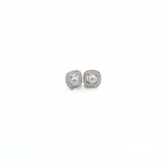 Vintage Halo Pearl Stud Earrings