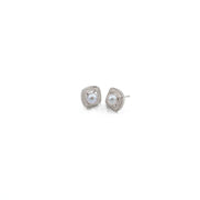 Vintage Halo Pearl Stud Earrings