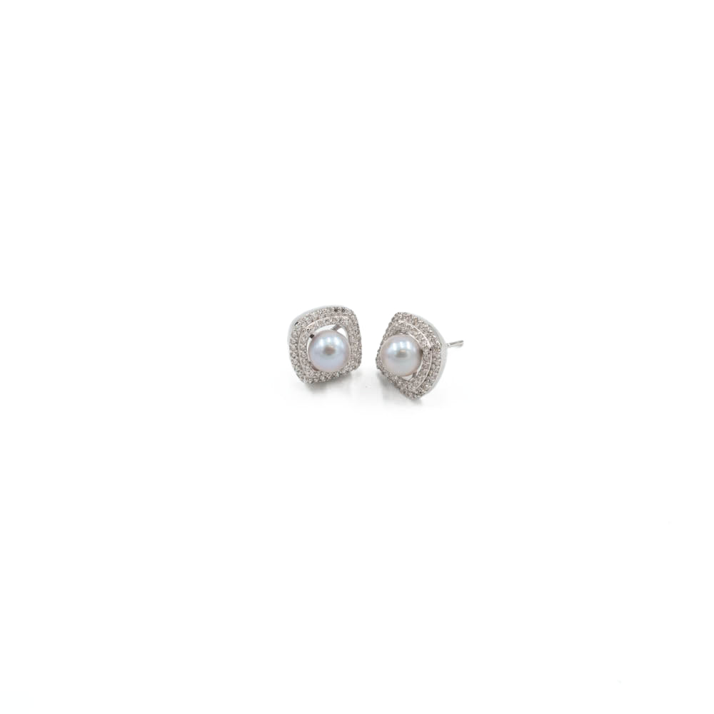 Vintage Halo Pearl Stud Earrings