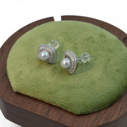 Vintage Halo Pearl Stud Earrings