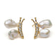 Elegant Baroque Pearl Stud Earrings with Gold Sculptural Butterfly