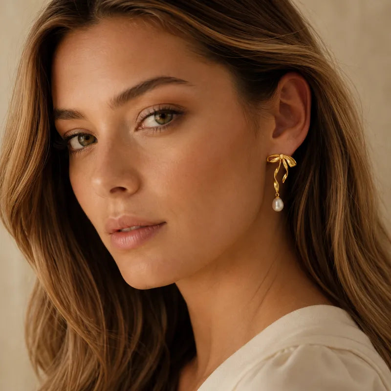 Elegant Bowknot Natural Pearl Jewelry