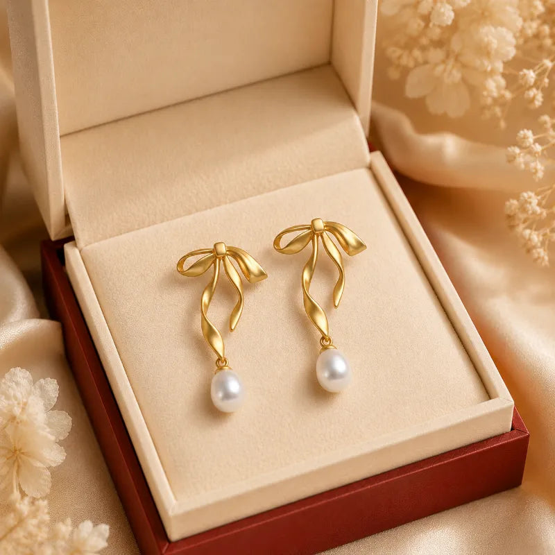 Elegant Bowknot Natural Pearl Jewelry
