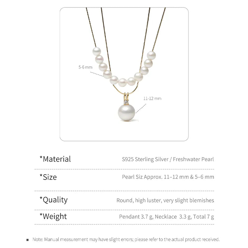 Elegant Floating Pearl Necklace and Pendant Layered Set