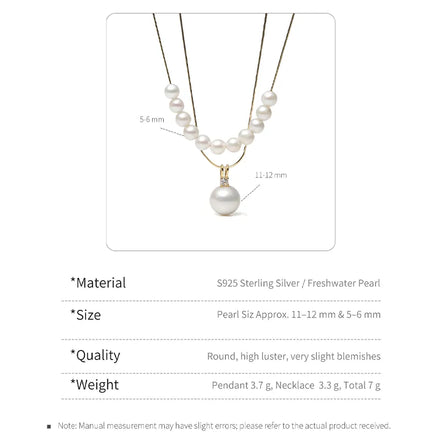 Elegant Floating Pearl Necklace and Pendant Layered Set