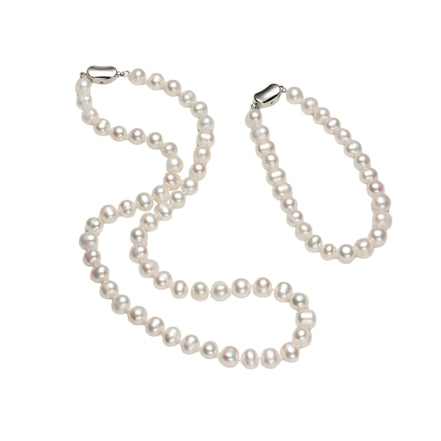 Elysian Classic Natural Pearl Necklace & Bracelet Set