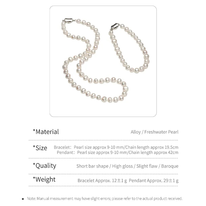 Elysian Classic Natural Pearl Necklace & Bracelet Set