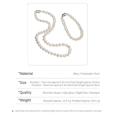 Elysian Classic Natural Pearl Necklace & Bracelet Set