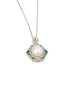 Emerald Halo Pearl Pendant Necklace