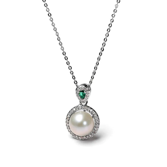 Empress Vintage Natural Pearl Halo Pendant Necklace