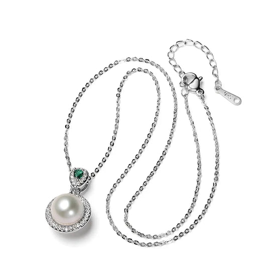 Empress Vintage Natural Pearl Halo Pendant Necklace