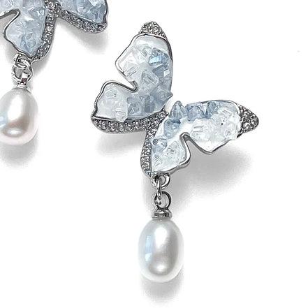 Fairy Wing Pearl Butterfly Earrings