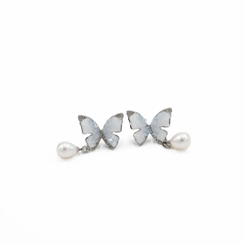 Fairy Wing Pearl Butterfly Earrings
