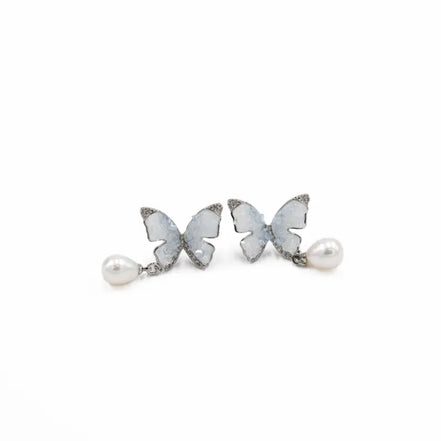Fairy Wing Pearl Butterfly Earrings