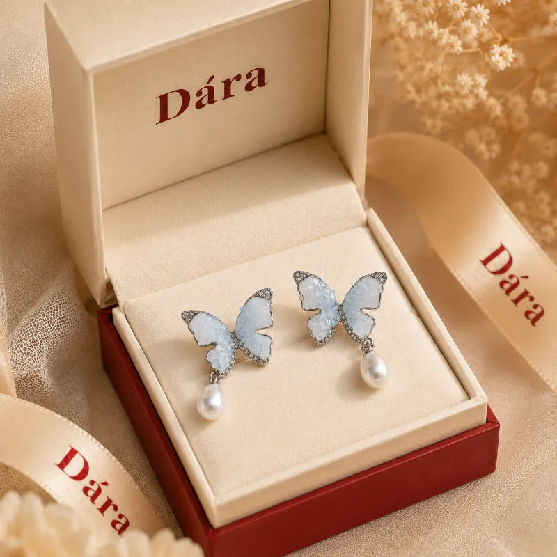 Fairy Wing Pearl Butterfly Earrings