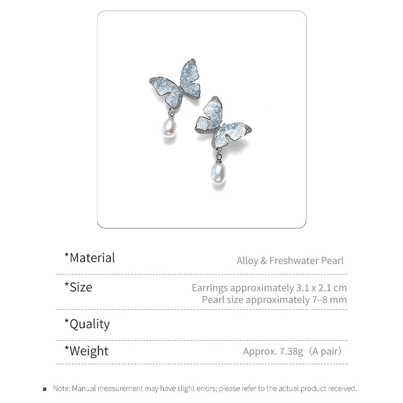 Fairy Wing Pearl Butterfly Earrings