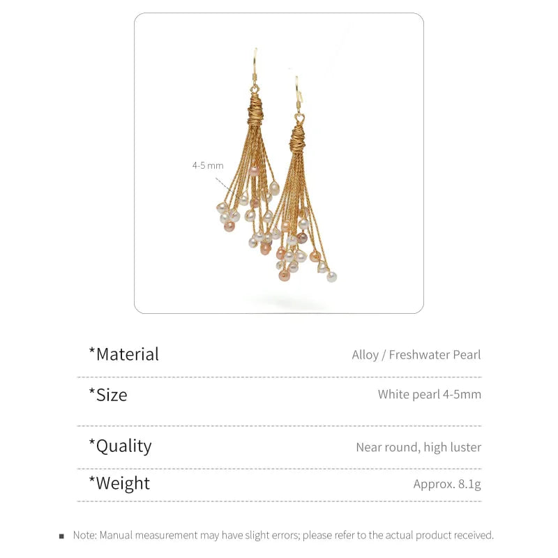 Freshwater seedless colored pearl 4-5mm tassel mixed pearl ear hooks