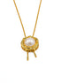Gold Halo Pearl Tassel Necklace