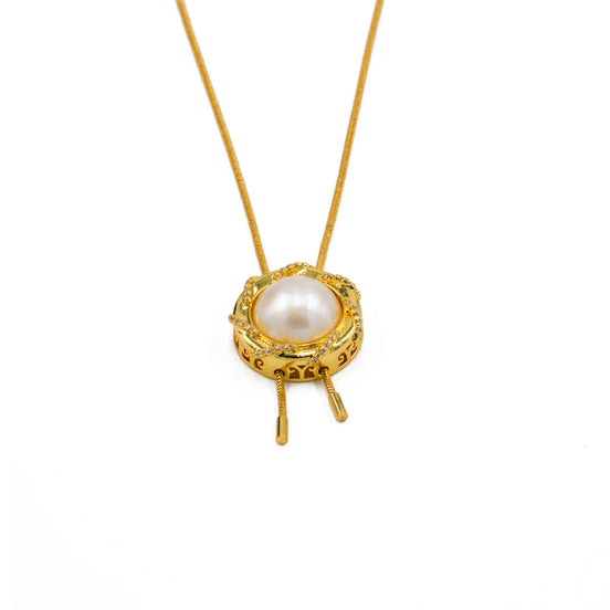 Gold Halo Pearl Tassel Necklace