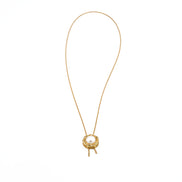 Gold Halo Pearl Tassel Necklace
