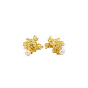 Gold Butterfly Cluster Pearl Earrings