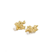 Gold Butterfly Cluster Pearl Earrings