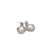 Vintage Emerald Pearl Drop Earrings
