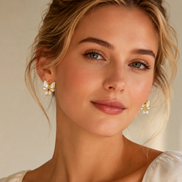 Gold Fairy Wing Pearl Drop Earrings
