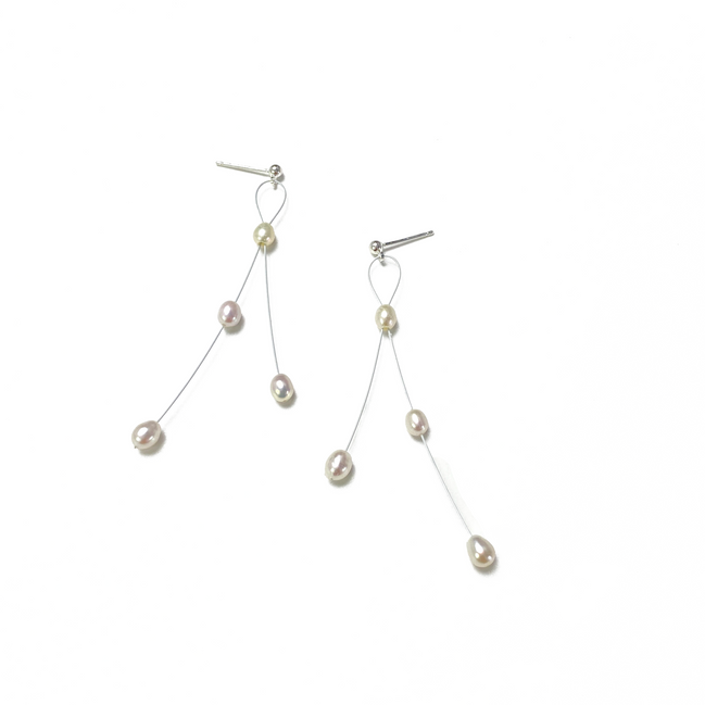 Lyra Floating Natural Pearl Drop Earrings
