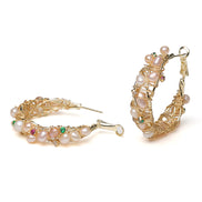 Boho Wire-Wrapped Pearl Hoop Earrings