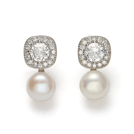 Vintage Halo Pearl Drop Earrings