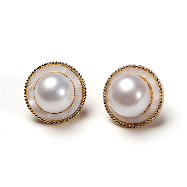 Retro Mother-of-Pearl Stud Earrings