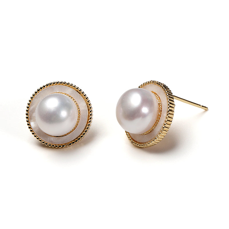 Retro Mother-of-Pearl Stud Earrings