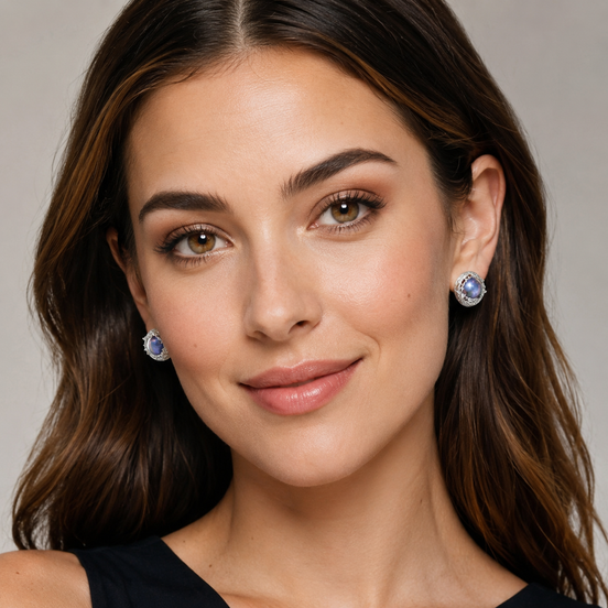 Peacock Blue Pearl Nest Stud Earrings