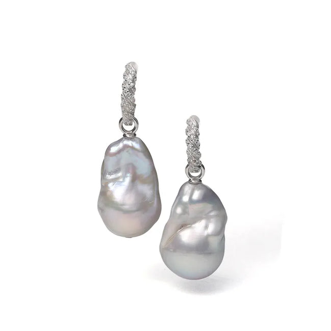 Iridescent Giant Baroque Natural Pearl Earrings