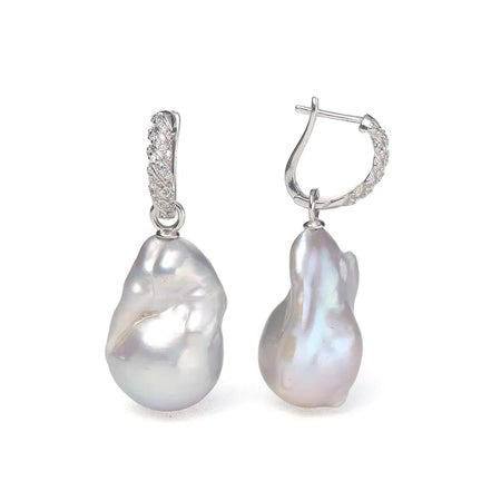 Iridescent Giant Baroque Natural Pearl Earrings