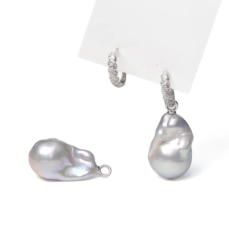 Iridescent Giant Baroque Natural Pearl Earrings