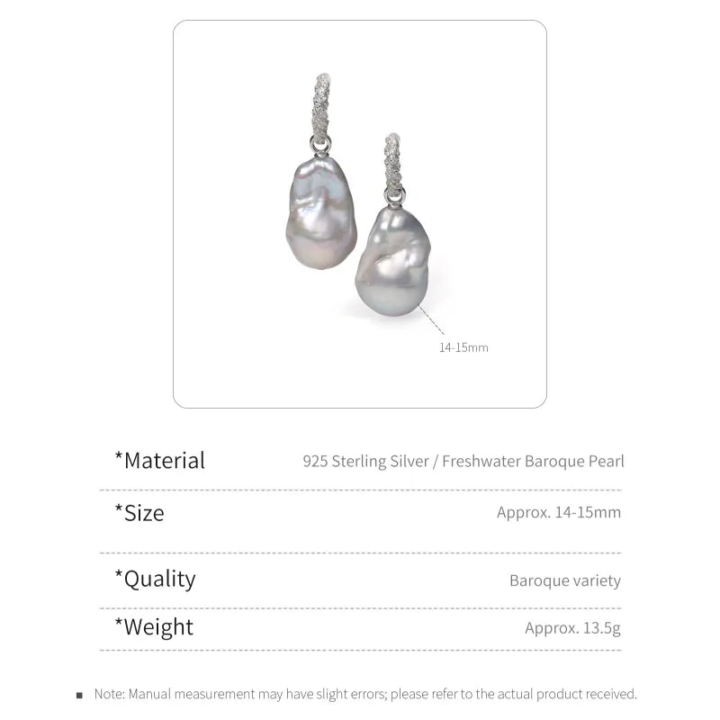 Iridescent Giant Baroque Natural Pearl Earrings