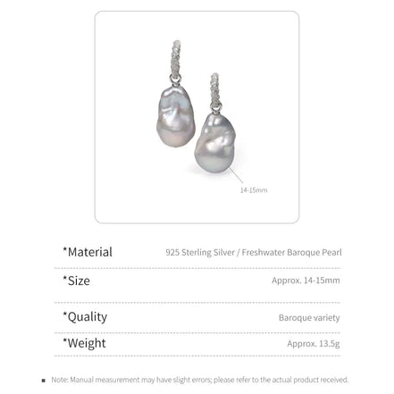 Iridescent Giant Baroque Natural Pearl Earrings