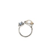 Natural Mabe Pearl & Aquamarine Ring